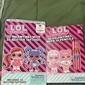 Lot of LOL Surprise Valentine Set with Tattoos and Pencils, 2 boxes